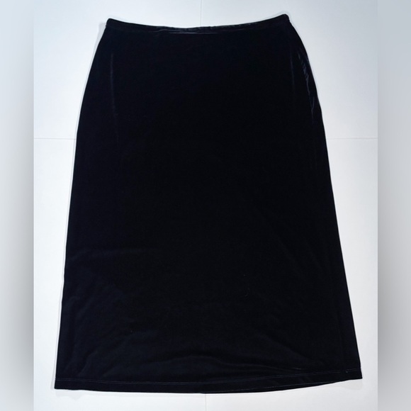 Vintage Black Velvet Maxi Skirt Petite Medium Goth Core Dark Romance Classic - Picture 4 of 5